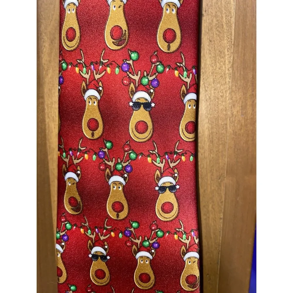 Tie Tales Mens Tie Christmas Reindeer & Lights.  Pre-tied W/zipper.  Adjustable.